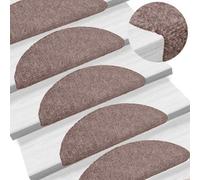 Vidaxl Stair Mats Self-Adhesive 15 Pcs 65X21X4 Cm Light Brown Half Round Large