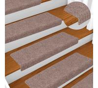 vidaXL Stair Mats Self-adhesive 15 pcs 65x21x4 cm Light Brown Rectangular Edge