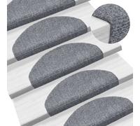 vidaXL 15x Self-adhesive Stair Mats Needle Punch 65x21x4cm Light Grey Rugs