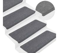 vidaXL Stair Mats Self-adhesive 15 pcs 65x24.5x3.5 cm Grey