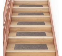 vidaXL Self-Adhesive Stair Mats in Cream, Rectangular, Non-Slip Stair Tread Covers for Safety and Protection - Needle-Punched Fabric