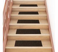 vidaXL 15x Self-adhesive Stair Mats Rectangular Brown Home Stair Protector