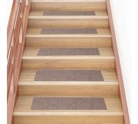 vidaXL Self-adhesive Stair Mats - Rectangular, Light Brown, 15 pcs, Non-slip, Easy Installation