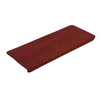 vidaXL Stair Mats Needle-Felt - Slip & Noise Dampening, Self-Adhesive Red Set of 15 (65x24.5x3.5 cm)