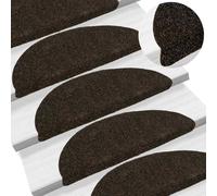 vidaXL Stair Mats Self-adhesive 30 pcs 56x17x3 cm Dark Brown Half Round