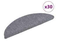 vidaXL Stair Mats Self-adhesive 30 pcs 56x17x3 cm Light Grey Half Round