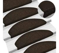 vidaXL Stair Mats Self-adhesive 30 pcs 65x21x4 cm Dark Brown Half Round Large