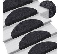 vidaXL Stair Mats Self-adhesive 5 pcs 65x21x4 cm Black Half Round Large