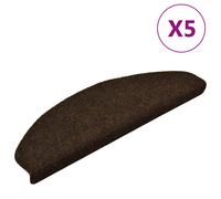 vidaXL Stair Mats Self-adhesive 5 pcs 65x21x4 cm Brown Half Round Large