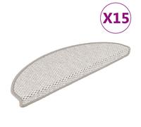 Stair Mat Set 15pcs Platina 65x21x4 cm Fabric Sisal-Look Non-Slip Washable Taped