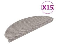 vidaXL Stair Mats Self-adhesive Sisal-Look 15 pcs, Carpet Stair Tread for Home, Stair Rugs for Step, Stair Protector Non-slip Mats, Silver