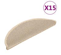 vidaXL Stair Mats Set of 15, Self-Adhesive, Non-Slip, Sisal-Look, Scuff protection, Washable, Sound Dampening Stair Rugs in Cream Color