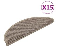 vidaXL Stair Mats Self-adhesive Sisal-Look 15 pcs 56x17x3 cm Dark Beige