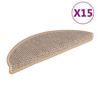 Vidaxl Stair Mats Self-Adhesive Sisal-Look 15 Pcs 56X17X3 Cm Light Beige