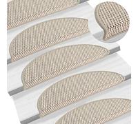 vidaXL Stair Mats Self-adhesive Sisal-Look 15 pcs 56x17x3 cm Silver