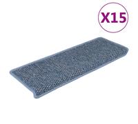 vidaXL Stair Mats Carpet Stair Tread Rug Self-adhesive Sisal-Look 15 pcs Blue