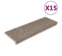 vidaXL Stair Mats Stair Protector Self-adhesive Sisal-Look 15 pcs Dark Beige