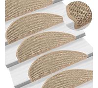 vidaXL Stair Mats Self-adhesive Sisal-Look 15 pcs, Carpet Stair Tread for Home, Stair Rugs for Step, Stair Protector Non-slip Mats, Dark Beige