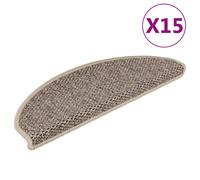 vidaXL Stair Mats Self-adhesive Sisal-Look 15 pcs 65x21x4 cm Dark Beige