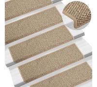 vidaXL Stair Mats Protector Self-adhesive Sisal-Look 15 pcs Dark Beige