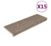 Vidaxl Stair Mats Self-Adhesive Sisal-Look 15 Pcs 65X21X4 Cm Dark Beige Stair Mats