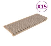 vidaXL Stair Mats Self-adhesive Sisal-Look 15 pcs 65x21x4 cm Light Beige
