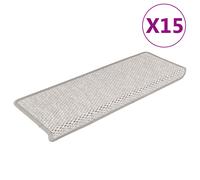 vidaXL Stair Mats Self-adhesive Sisal-Look 15 pcs 65x21x4 cm Platina