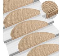 vidaXL Stair Mats Self-adhesive Sisal-Look 15 pcs 65x21x4 cm Sand