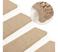 vidaXL Stair Mats Self-adhesive Sisal-Look 15 pcs 65x21x4 cm Sand