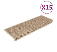 Vidaxl Stair Mats Self-adhesive Sisal-look 15 Pcs 65X21X4 Cm Sand, Cream