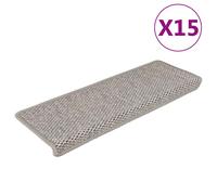 vidaXL Stair Mats Carpet Stair Tread Self-adhesive Sisal-Look 15 pcs Silver