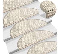 vidaXL Stair Mats Self-adhesive Sisal-Look 15 pcs, Carpet Stair Tread for Home, Stair Rugs for Step, Stair Protector Non-slip Mats, Beige