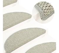 vidaXL Stair Mats Self-adhesive Sisal-Look 15 pcs, Carpet Stair Tread for Home, Stair Rugs for Step, Stair Protector Non-slip Mats, Light Green
