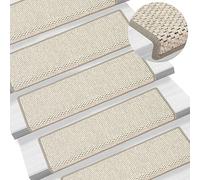 Vidaxl Stair Mats Self-adhesive Sisal-look 15 Pcs 65X21X4 Cm Beige, Cream