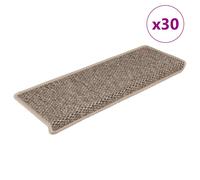Stair Mat 65x21x4cm Dark Beige Sisal-Look Fabric 15pcs Non-Slip Washable 5.3mm