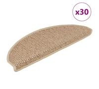 vidaXL Stair Mats 30 pcs Self-Adhesive Sisal-Look Fabric, Non-Slip, Sound Dampening, Washable, Sand 65x21x4 cm