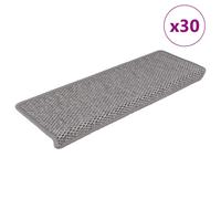 vidaXL Stair Mats Self-adhesive Sisal-Look 30 pcs 65x21x4 cm Silver