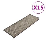 vidaXL Stair Mats Stair Protector Self-adhesive Sisal-Look 15 pcs Grey and Beige