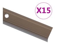 vidaXL Stair Nosings in L-shape 15 pcs Aluminium 100 cm Brown
