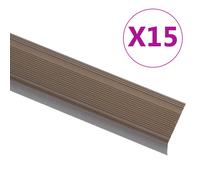 vidaXL Stair Nosings in L-shape 15 pcs Aluminium 100 cm Brown