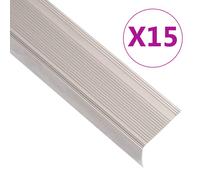 vidaXL Stair Nosings in L-shape 15 pcs Aluminium 100 cm Champagne