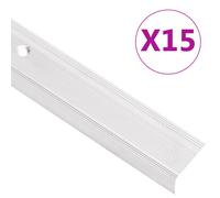 vidaXL Stair Nosings in L-shape 15 pcs Aluminium 100 cm Silver