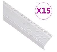 vidaXL Stair Nosings L-Shape Aluminium 15 pcs 90 cm Silver Adhesive installation