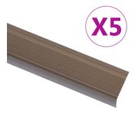vidaXL L-Shape Stair Nosings - Aluminium 90 cm Brown - Adhesive Tape for Easy Install - Set of 5 Stair Edge Trims