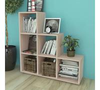 vidaXL Staircase Bookcase/Display Shelf 107cm Oak Home Storage Box Unit Cubes