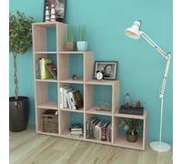 vidaXL Staircase Bookcase/Display Shelf 142cm Oak Home Storage Box Unit Cubes