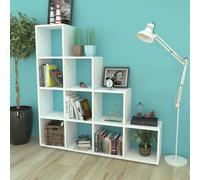 vidaXL Staircase Bookcase/Display Shelf 142cm White Storage Box Unit Cubes