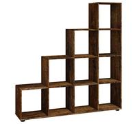 vidaXL Staircase Bookcase Display Shelf Storage Rack Bookcase Shelving Storage Organiser Bookshelf for Living Room Smoked Oak 142 cm Engineered Wood