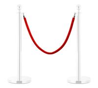 vidaXL Stanchion Stand Rope Red and Silver Velvet