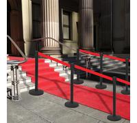 vidaXL Stanchions with Belts 4 pcs Airport Barrier Iron Black